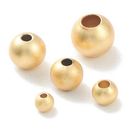 Brass Beads, Long-Lasting Plated, Round, Matte Style