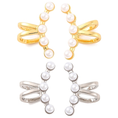 Латунь манжеты серьги, с жемчугом пресса для женщин, без свинца и без кадмия