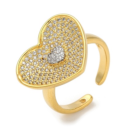 Кольца-манжеты для пальцев из латуни с микропаве из кубического циркония для женщин, без кадмия и без свинца, долговечный, сердце