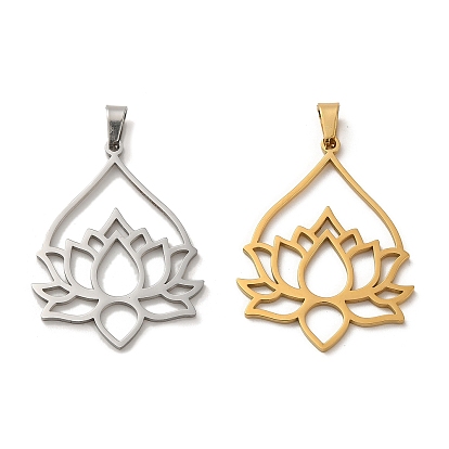 304 подвески из нержавеющей стали, лазерная резка, полый шарм лотоса
