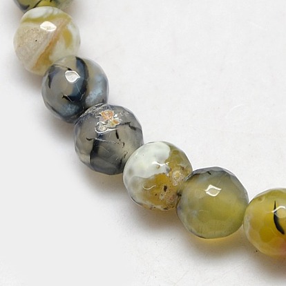 Natural Fire Crackle Agate Beads Strands, Faceted Round, Dyed, 10mm, Hole: 1mm, about 38pcs/strand, 14.56 inch