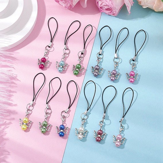 Сплав акриловый искусственный жемчуг нейлоновый шнур мобильные ремни, ангел