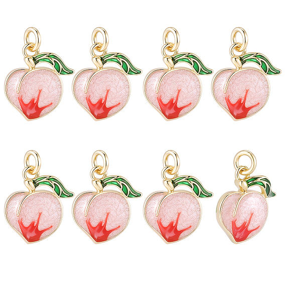 8шт. латунные эмалированные персиковые подвески, стойки покрытие, долговечный, без кадмия и без свинца, с целью перехода в кольце