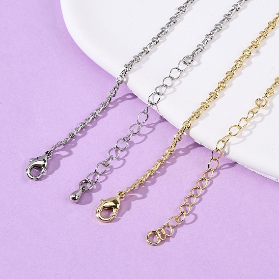 Ожерелья из латунной текстурированной витой цепи, с карабин-лобстерами , стойки покрытие, долговечный