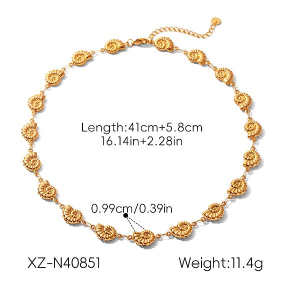 Ocean 304 Stainless Steel Conch Shell Link Chain Necklaces