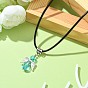 Angel Shape Alloy with Glass Pendant Necklaces, with Imitation Leather Cords