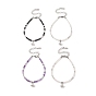 4Pcs 4 Style 304 Stainless Steel Butterfly Charm Bracelets Set, Dyed Natural Mixed Gemstone Beaded Stackable Bracelets for Women