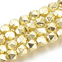 Electroplate Non-magnetic Synthetic Hematite Beads Strands, Star Cut Round Beads, Faceted