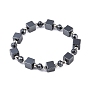 Synthetic Non-Magnetic Hematite & Brass Beaded Stretch Bracelets for Men