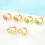 Brass Hoop Earrings, with Glass, Rack Plating, Long-Lasting Plated