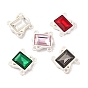 Alloy Pave Rhinestone Multi-Strand Links, 4-Hole, Rectangle, Nickel, Mixed Color