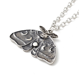 Collier pendentif papillon phase de lune en alliage, bijoux gothiques pour hommes femmes