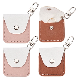 Gorgecraft 4Pcs 2 Colors PU Leather Storage Bag, with Iron Snap Button & Aluminum Swivel Clasps, Rectangle