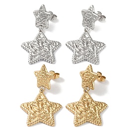 Texture Star 304 Stainless Steel Dangle Earrings, Stud Earring for Women