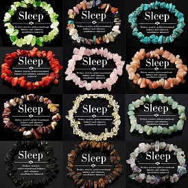 Gemstone Chip Beaded Stretch Bracelets
