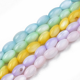 Natural Freshwater Shell Beads Strands, Dyed, Rice