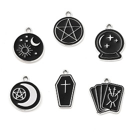 Подвески из эмали и сплава, платина, плоский круглый/игральные карты/книга/гроб/шарм из хрусталя