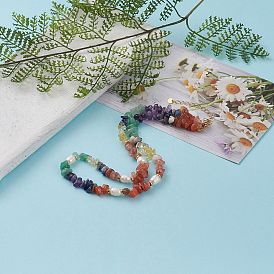 Чакра ювелирные изделия, чипсы натуральные драгоценные камни ожерелья из бисера, с натуральным жемчугом, распорные бусины из сплава и 304 застежки из нержавеющей стали «лобстер», золотые