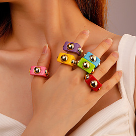 Cute Colorful Acrylic Couple Rings - Geometric Resin Ring, Lovely Hand Jewelry for Women.