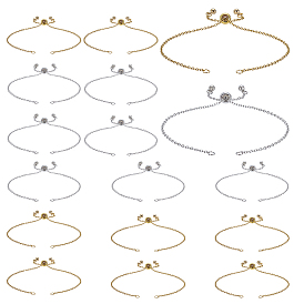 16 шт. 2 цвета регулируются 304 изготовление браслетов из тросовых цепочек из нержавеющей стали, с медной шарикой