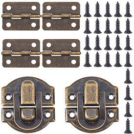 4шт. железные деревянные защелки для замка ящика, с 4шт. железной петлей и 24шт. железными винтами и фурнитурой