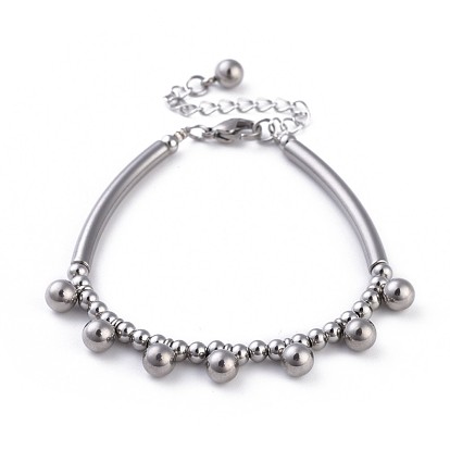 304 Stainless Steel Charm Bracelets, with Lobster Claw Clasps and Extension Chains