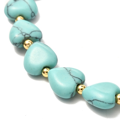 Bracelet extensible perles coeur pour fille femme, bracelet quartz rose naturel & perles de laiton, or