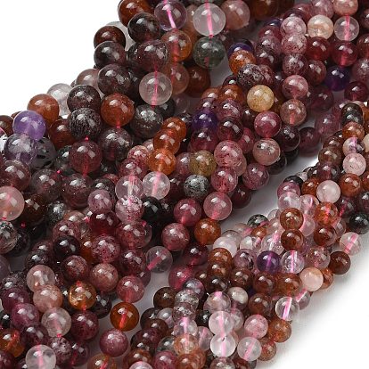 Natural Strawberry Super Seven Quartz Beads Strands, Smooth Round