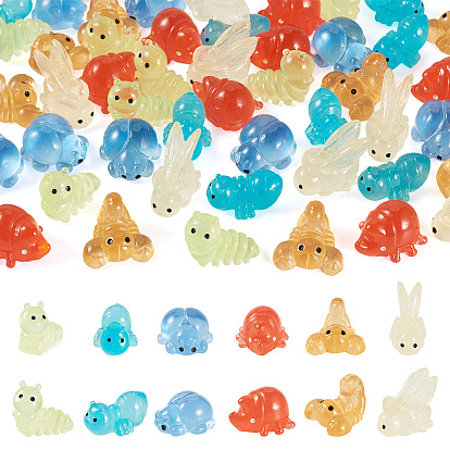 48Pcs 6 Styles Luminous Resin Figurine, for Home Office Desk Decoration, Glow in the Dark