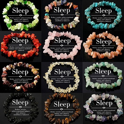 Gemstone Chip Beaded Stretch Bracelets