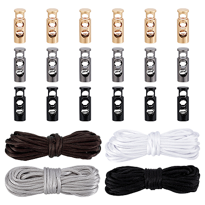 18 шт. 3 цветные литые карточные замки, 4 цвета полиэстеровый атласный шнур с плетением