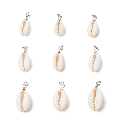 Подвески из натуральной каури, с круглыми петлями из медной ювелирной проволоки, платина