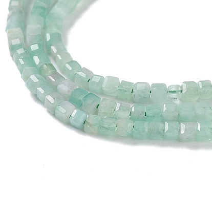 Natural Emerald Quartz Beads Strands, Cube, Faceted, Grade AAA