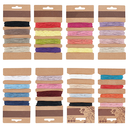 8 карты 8 стили набор вощеных хлопковых шнуров, круглые