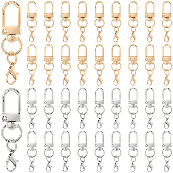 40шт. 2 цвета цинковый сплав поворотные застежки, с карабин-лобстерами 
