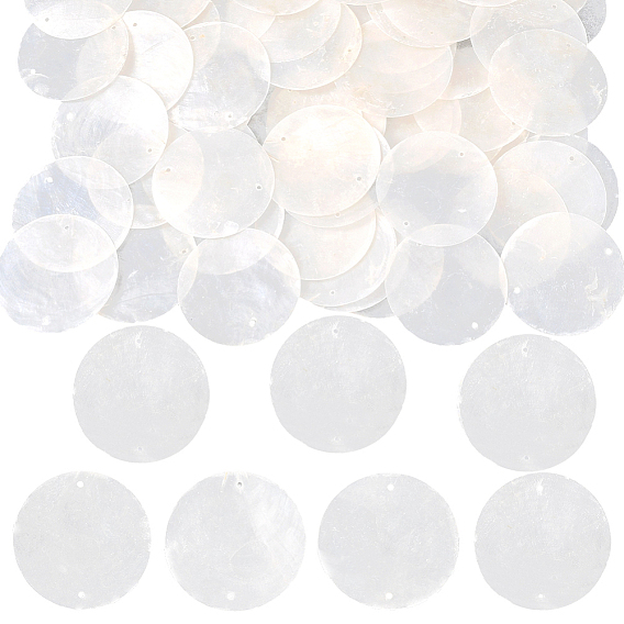 60шт. натуральные подвески-соединители из ракушек Capiz, срез, плоские круглые ссылки