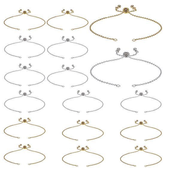 16 шт. 2 цвета регулируются 304 изготовление браслетов из тросовых цепочек из нержавеющей стали, с медной шарикой