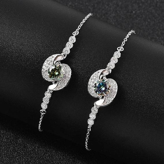 925 ссылка стерлингового серебра браслеты, браслеты-цепочки для женщин, ветряная мельница, с муассанитовым стразом