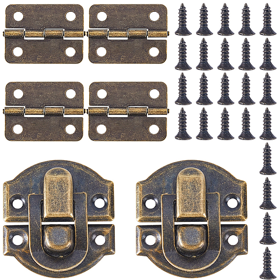 4шт. железные деревянные защелки для замка ящика, с 4шт. железной петлей и 24шт. железными винтами и фурнитурой