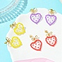 Heart Handmade Glass Seed Beads Dangle Stud Earrings, with Brass Stud Earring Findings, Golden