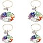 4шт 2 стиль натуральный смешанный камень брелки, с 304 застежками-карабинами из нержавеющей стали, железными кольцами для ключей и медной проволокой