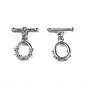 Brass Toggle Clasps, Nickel Free, Oval with Flower