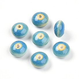 Фарфоровые бусины ручной работы, рондель, яркие глазированный фарфор