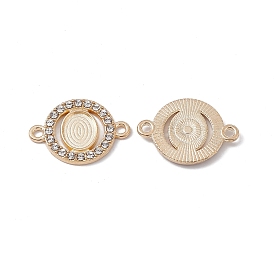 Alloy Cabochon Connector Settings, with Rhinestone, Flat Round Connector Charm