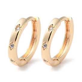 Brass Clear Cubic Zirconia Ring Hoop Earrings