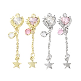 Rack Plating Alloy Pendants, with Rhinestone, Heart