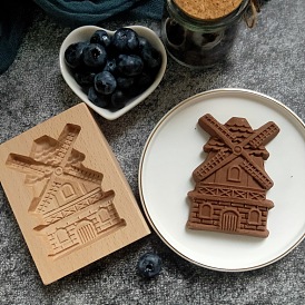 Wooden Press Mooncake Mold, Windmill, Pastry Mould, Cake Mold Baking