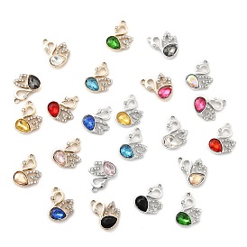 UV Plating Alloy Pendants, with Crystal Rhinestone and Glass, Swan Charms