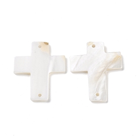 Natural Freshwater Shell Connector Charms, Religion Cross Links