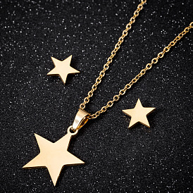 Stylish Stainless Steel Star Necklace and Earrings Set for Women